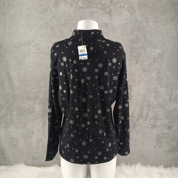 NWT KAREN SCOTT Christmas Snowflake Glitter Petite XL Top Mock Neck Cotton Knit - Picture 7 of 11